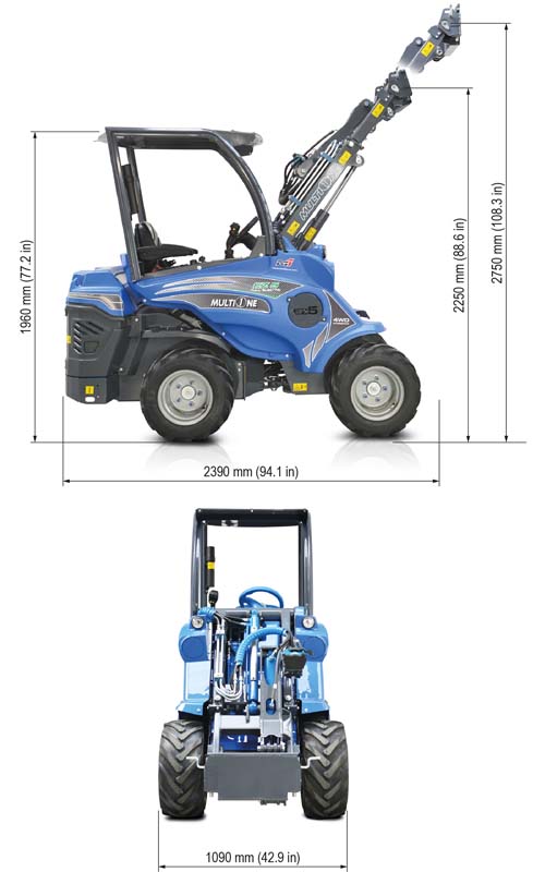 Multione EZ5 Full Electric Mini Articulated Loader Lift Height