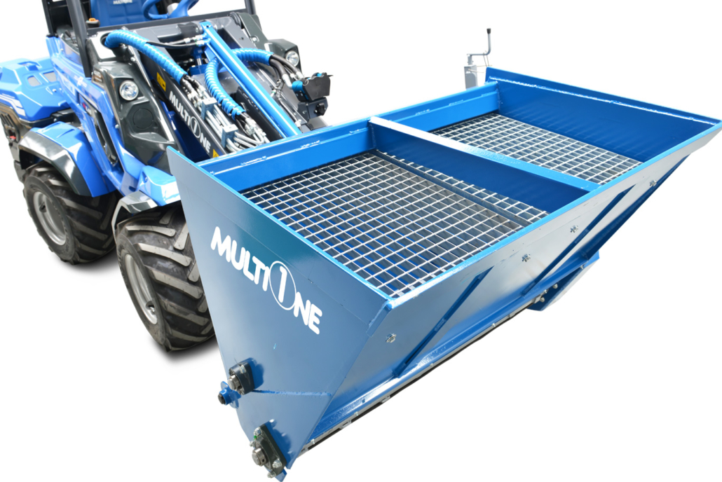 detail of self loading salt spreader, upper view